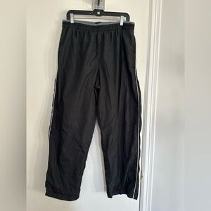 VTG Y2K Starter Pull On Track Pants Mens SzL  Black Baggy Lined Swishy Wide Leg.